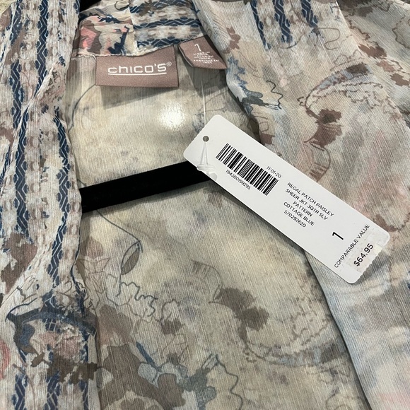 Chico’s Sheer Jacket Patch Paisley Sz 1 Medium - Picture 5 of 5